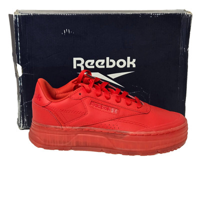 Reebok Women's Club C Double Geo Instinct Red Sneakers Shoes Size 7.5