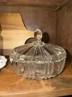Vintage Anchor Hocking Old Cafe Clear Glass Candy Dish with Lid 7in