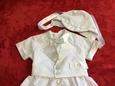 Vintage Baby Infant Boy Christening Outfit 6-9 mo 1 piece Romper snap crotch USA
