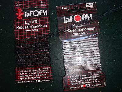 Kräuselband Hutgummiband 7mm breit 4 Pack schwarz u. weiß- nur 70 Cent/Stück