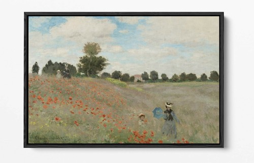 CLAUDE MONET POPPY FIELD FLOAT EFFECT CANVAS WALL ART PIC PRINT- GREEN BLUE - Picture 5 of 12