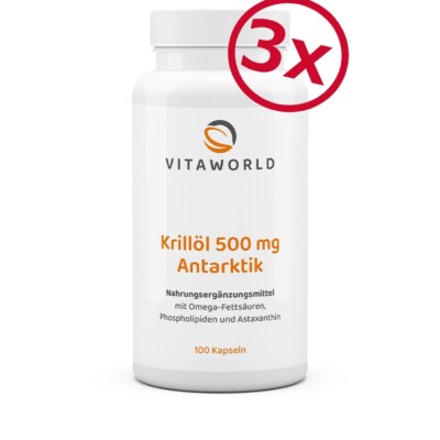3er Vita World Krillöl 200mg 300 Kaps Essentielle Omega 3, 400 mg Phospholipide