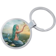 Blue Mermaid Keychain - Includes 1.25 Inch Loop for Keys or Backpack