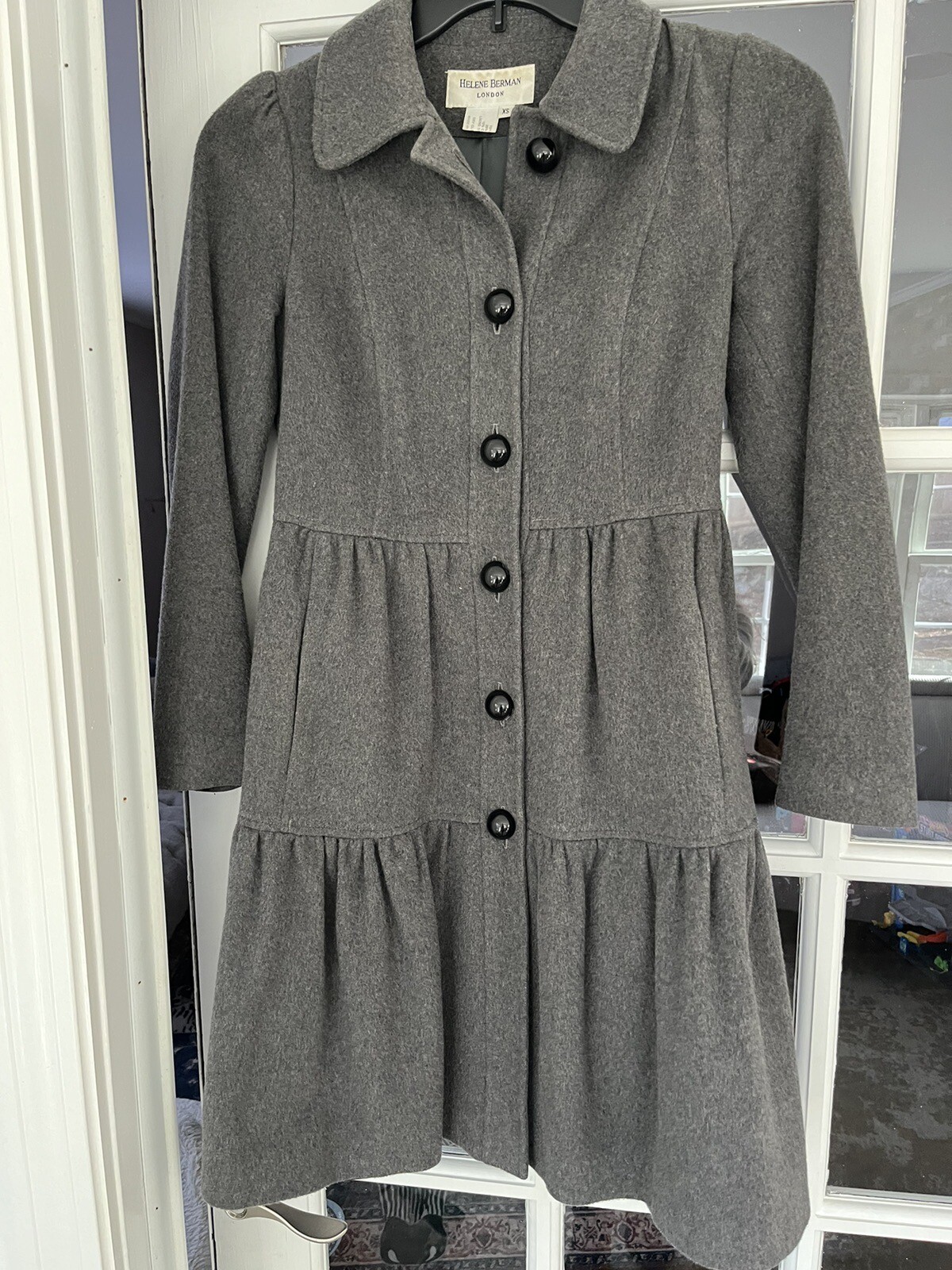 Helene Berman London Wool Cashmere Gray XS Dress Coat