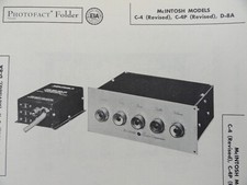 Original Sams Photofact Manual MCINTOSH C-4, C-4P, D-8A 423 
