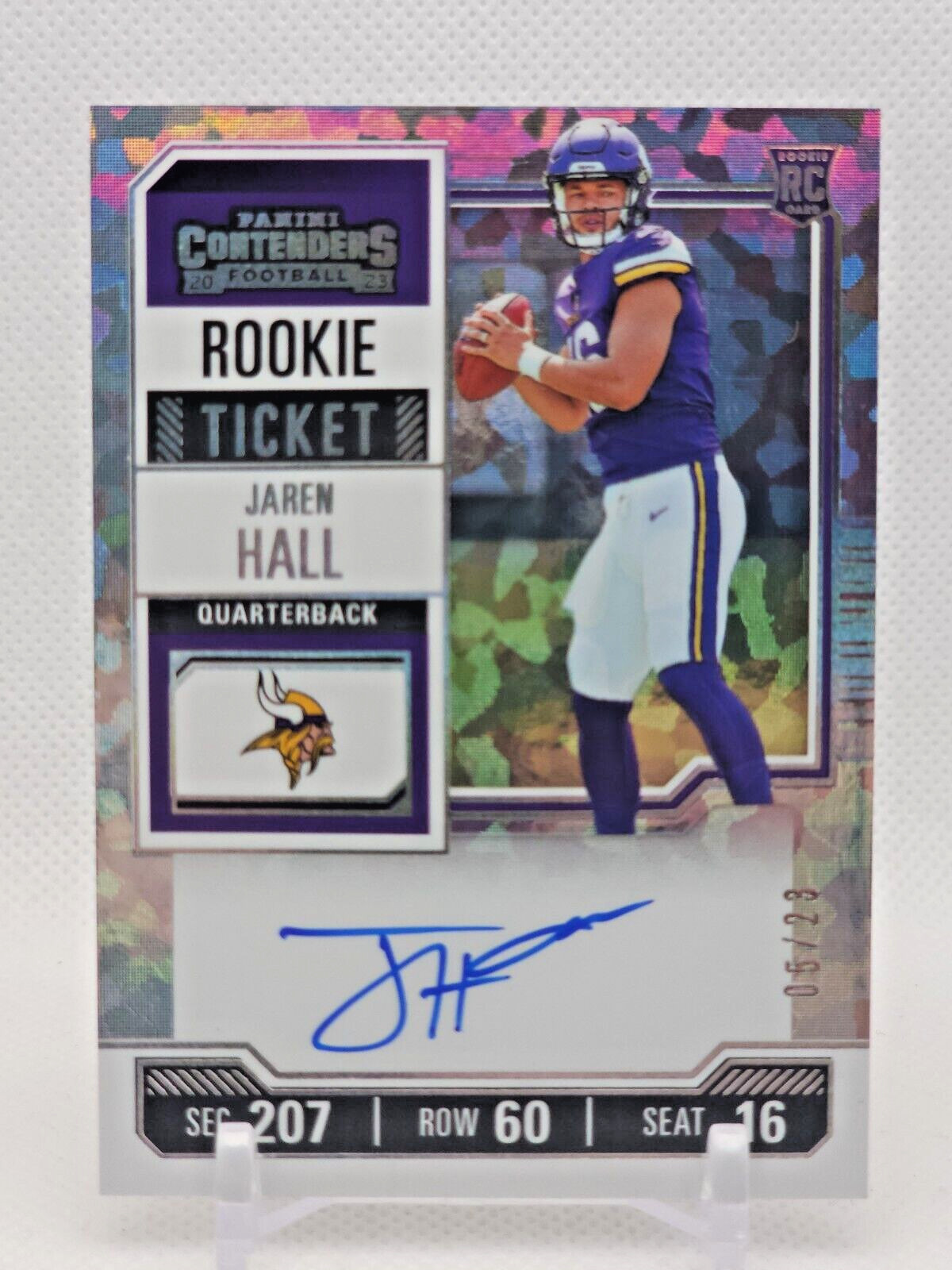 JAREN HALL 2023 Panini Contenders #116 Cracked Ice Rookie Auto /23