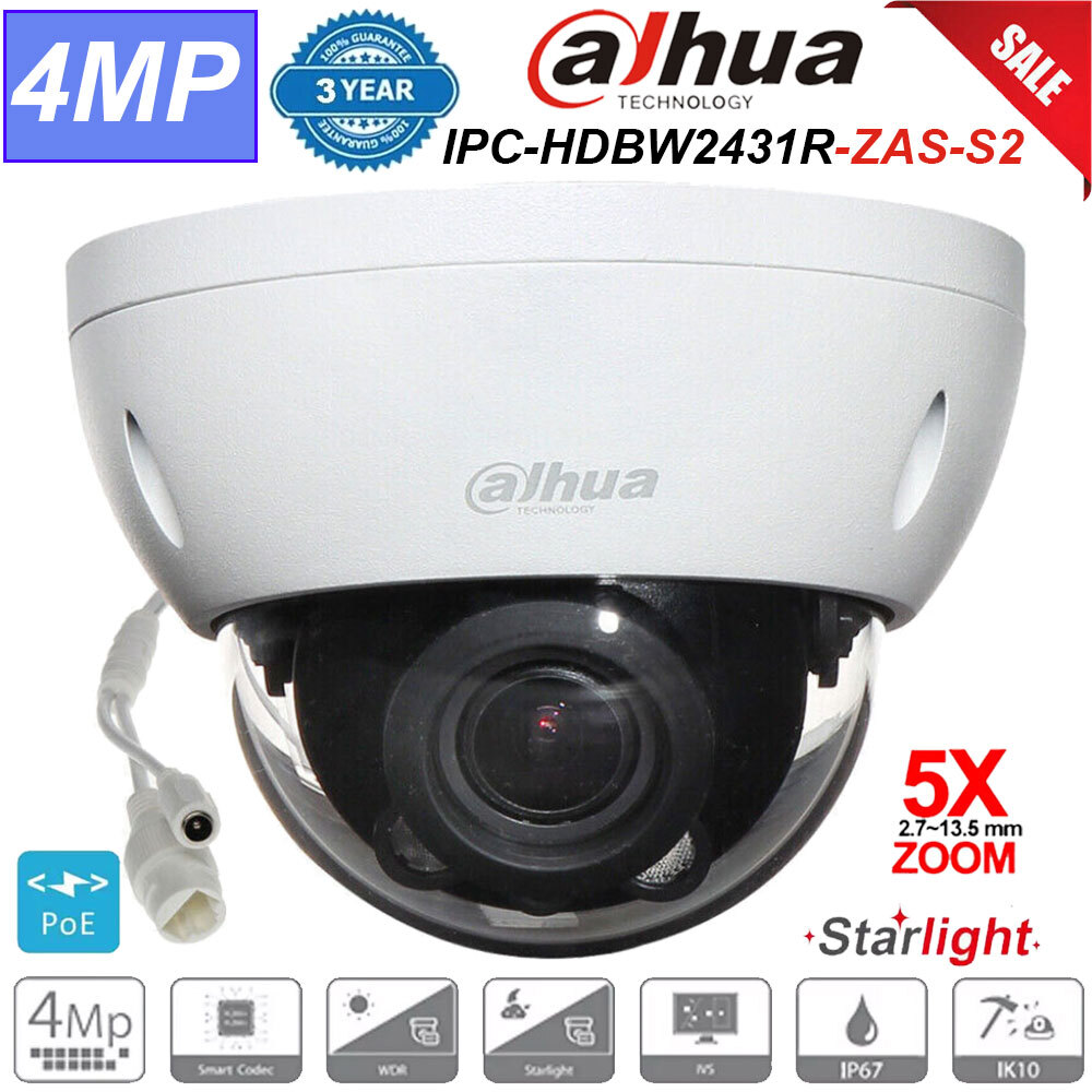 Dahua IPC-HDBW2431R-ZAS-S2 4MP 5x Zoom IP Dome Camera IR40m WDR IVS H.265+ PoE