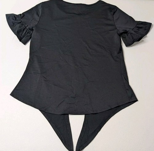Kristin Nicole Top Women's M Black Tie Front Short Sleeve - Picture 2 of 5