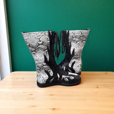 Men Wrestling Boots | Pro Wrestling Boots | Tall Lace-Up Boots | Custom Handmade