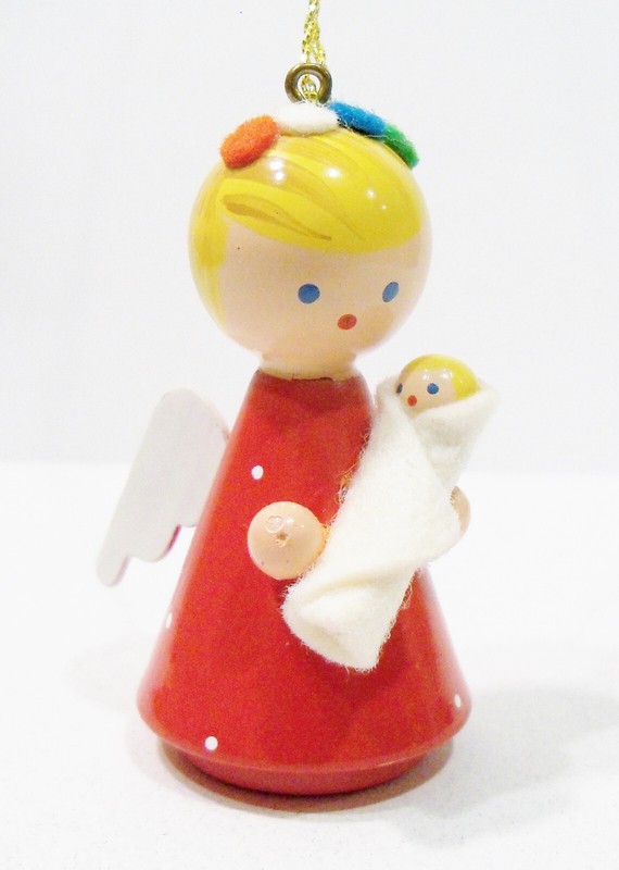 Angel Girl Baby Doll Goula Spain Erzgebirge Style Wooden Wood Vintage Ornament