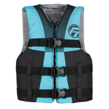 Full Throttle Teen Nylon Life Jacket 112200-505-010-22 Aqua Black USCG Approved