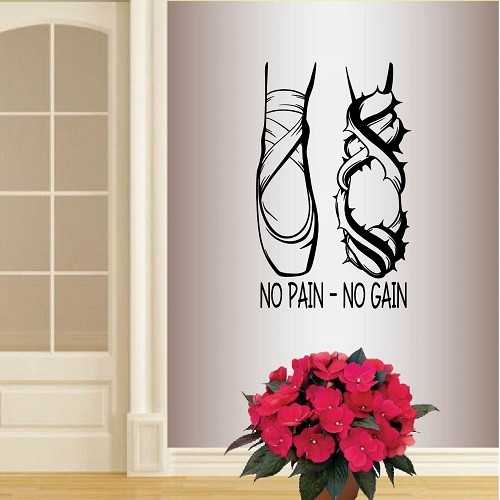 Vinyl Decal No Pain No Gain Ballet Dancer Pointes Dance Studio Wall Sticker 2430 - Picture 1 of 2