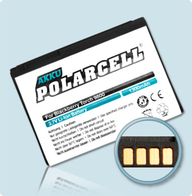 PolarCell Akku für BlackBerry Torch 9800 Torch 9810 Curve 8910 F-S1 Batterie