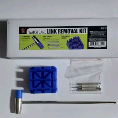 Watch Link Remover Tool Kit - Hammer Punch Pins & Strap Holder