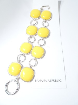 #ad Banana Republic Women#x27;s Cabochon Yellow Link Link Toggle Bracelet NWT 59 $14.39