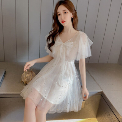 high waist white dress