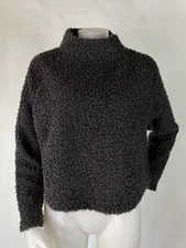 Ivy Jane Medium Gray Mock Neck Crop Flock Boucle Textured Pullover Sweater