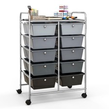 10-Drawer Bedroom Rolling Storage Cart Organizer  Metal Frame 4 Universal Wheel