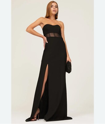 Cinq à Sept $695 Silk Designer Annalie Gown Leg Slit Cut Out Size 0 Prom Luxury