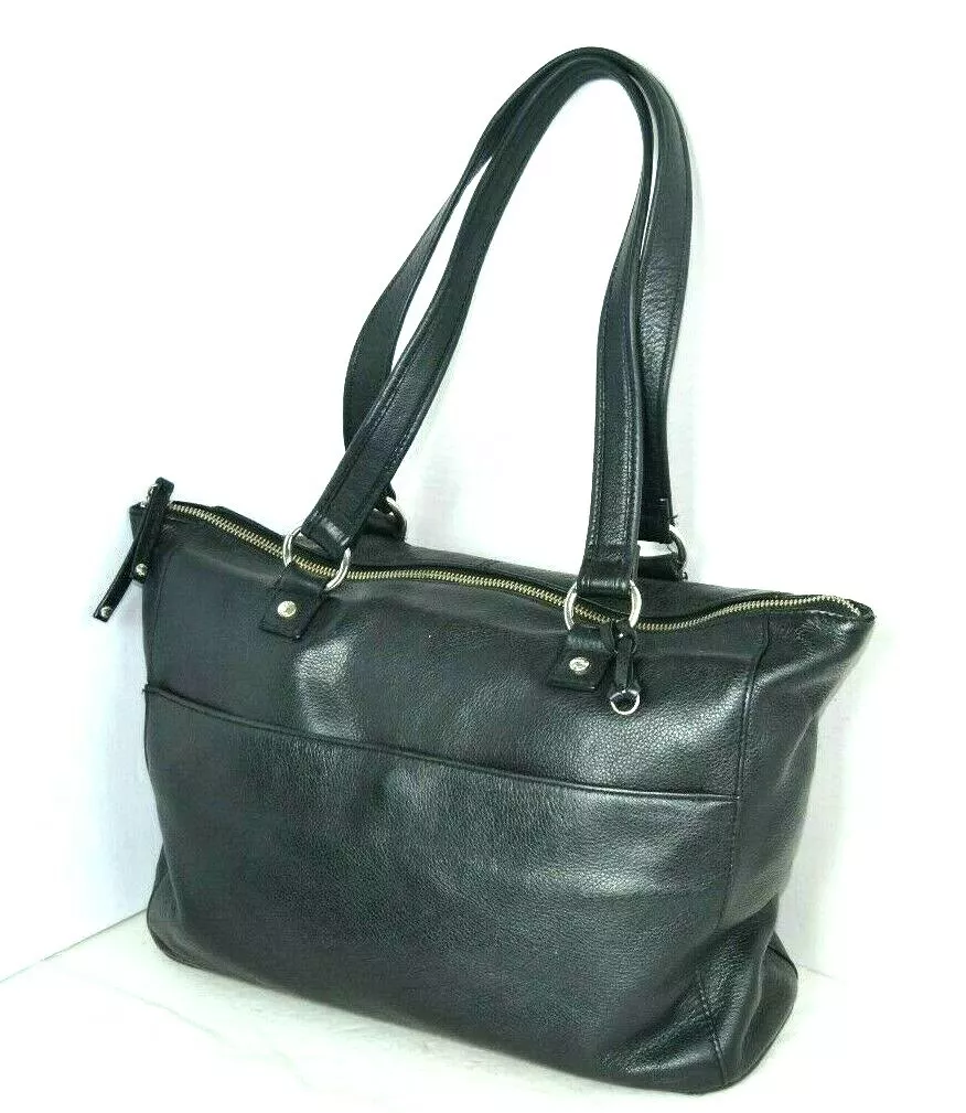 CALVIN KLEIN BLACK GENUINE LEATHER TOTE BAGUETTE EXTRA LARGE BAG PURSE |  eBay