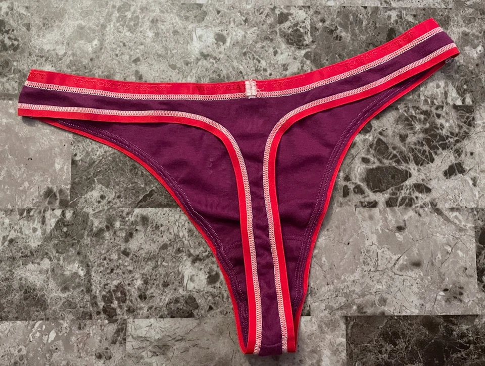 BRAGAS TANGA NUEVAS SIN ETIQUETAS VICTORIA'S SECRET L COPO DE NIEVE A CUADROS 100 % ALGODÓN RARAS DE COLECCIÓN Foto 4 de 4