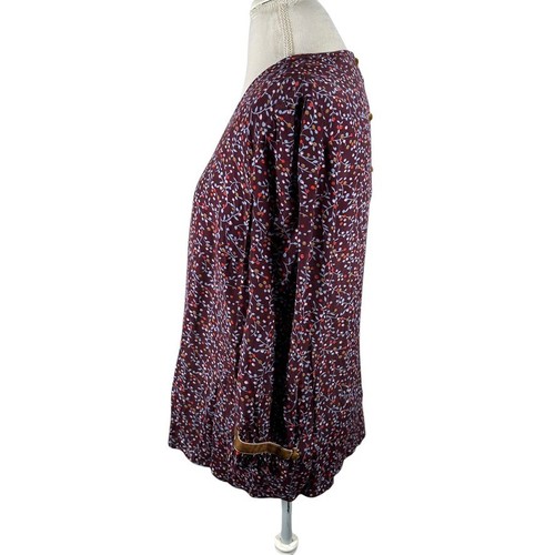 Boden Floral Tea Print Blouse Purple Button Back Velvet Trim Shirt Size US 12 - Picture 5 of 9