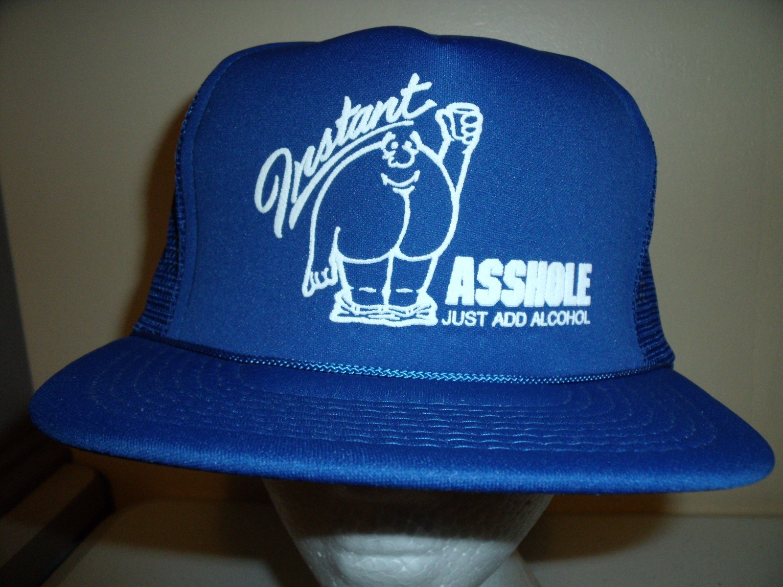 Vintage INSTANT A-HOLE FUNNY BEER MESH SNAPBACK Baseball Cap Trucker Hat Lid