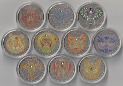 MDS GHANA 10 x TWO 2 CEDIS 2020 ''MANDALA COLLECTION'', SILBER MIT SWAROVSKI STEIN