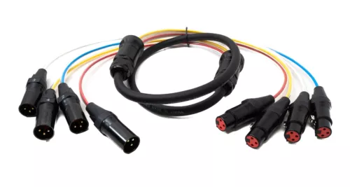 Audio Kabel 150 cm XLR 3 polig 4x Stecker zu 4x Buchse AUX Adapter in Schwarz