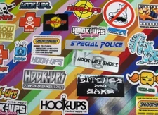vtg 1990s 2000s Hook-Ups skateboard sticker - logos and non-girl graphics