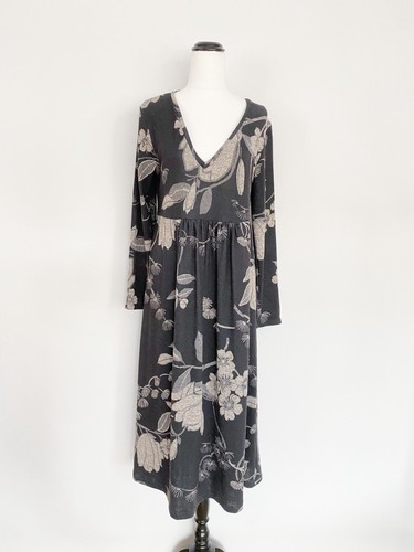 MEGAN SALMON lightweight floral knit empire-waist midi dress / sz 10