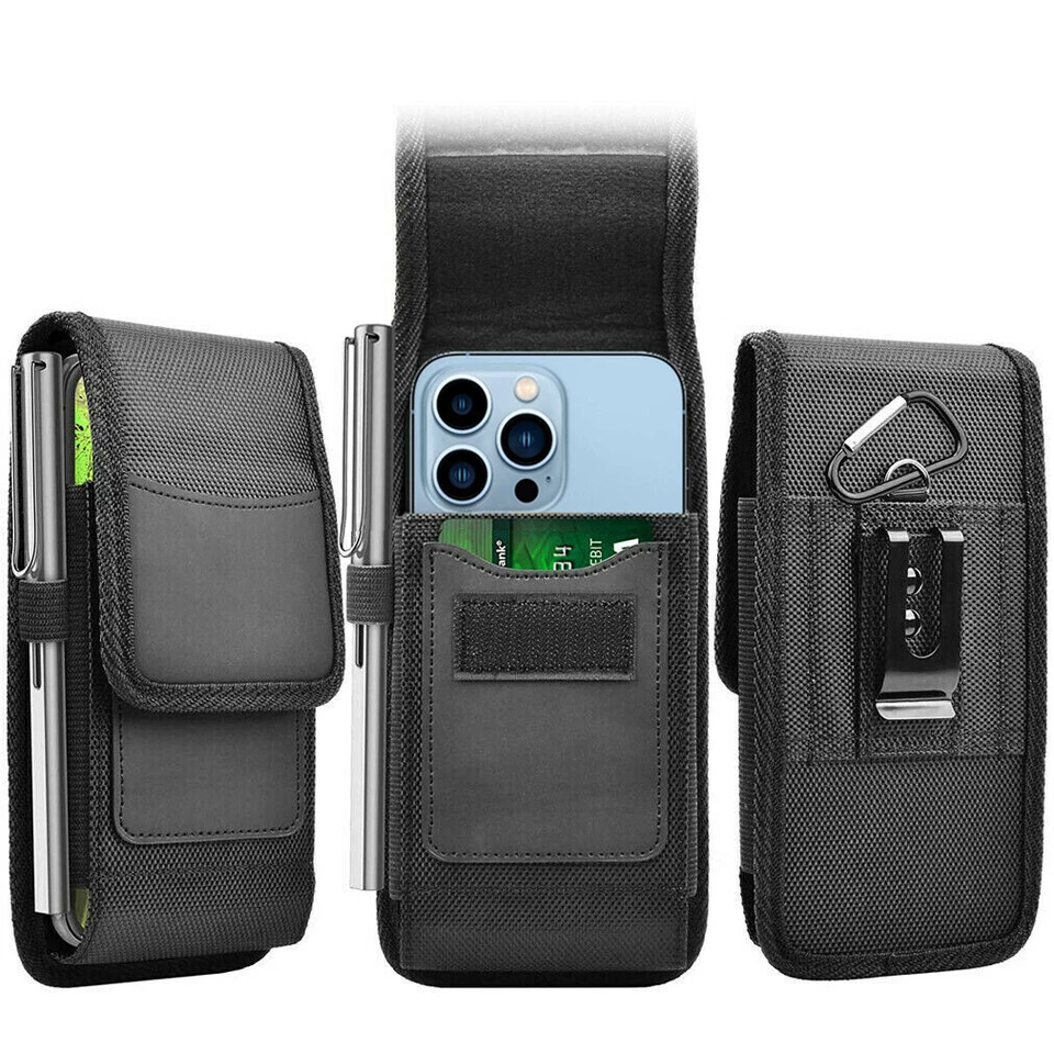 Vertical Cell Phone Holster Pouch Wallet Case With Belt Clip For iPhone Samsung - Image 2 of 4