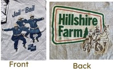 Vintage Screen Stars Jail and Bail Hillshire Farm T-Shirt Gray XL Made in USA