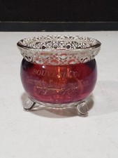 EAPG Conway Springs KS Kansas Ruby Red Flash Glass Kettle Toothpick Holder