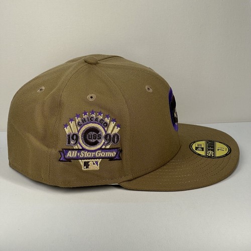 CHICAGO CUBS KHAKI PURPLE UV PBJ 1990 ASG PATCH NEW ERA 59FIFTY FITTED HAT 7 1/2 - 第 3/9 張圖片
