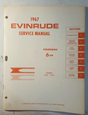 OMC BRP 4353 1967 EVINRUDE 6 HP FISHERMAN SERVICE MANUAL | eBay