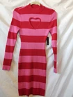Heart Sweater Knit Dress w/Cut Out Red & Pink Womens Size Large by Derek Heart