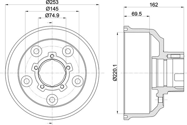 For Kia K2500 2.5 D K2700 2.7 Mintex Brake Drum Rear Axle MBD350