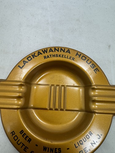 Antique Lackawanna House Ashtray Delaware N.J. Gold Enamel Metal Beer Wine - Picture 2 of 7