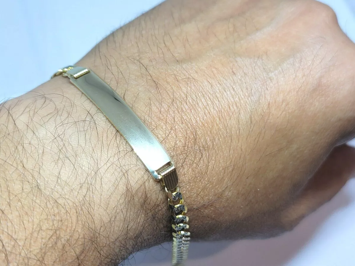Mens id hotsell bracelet white gold