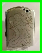 Unique Vintage Cigarette Case & Built In Lighter w/ Pailumaching Dragon Design 
