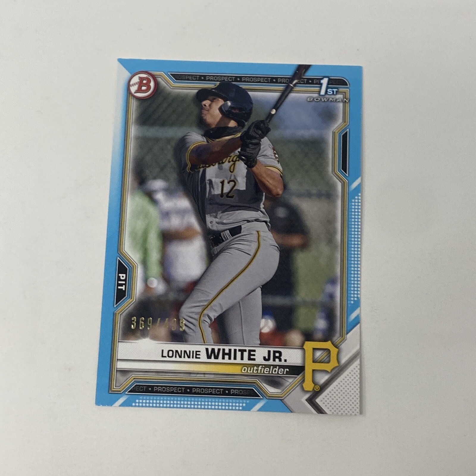 Lonnie White Jr 1st Bowman /499 SKY BLUE 2021 Draft #BD-28 Parallel Card Pirates