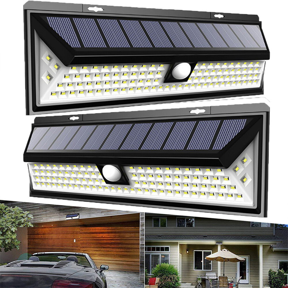 LED Solar Street Light Motion Sensor 3Modes Flood Lamp Outdoor Wall Fence Garden