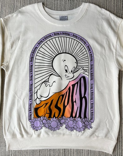 NWT Casper The Friendly Ghost Believing Large(11-13) Crewneck Sweatshirt - Picture 2 of 16