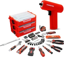 Household Tool Set With 3.7V Cordless Screwdriver Bits And Hand Tools For Home
