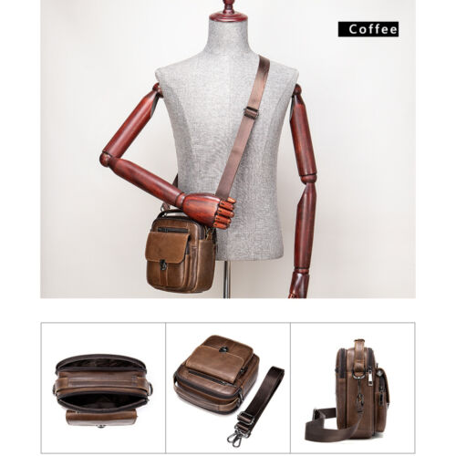 Bolso bandolera de cuero para hombre Bolso de hombro vintage Messenger Bag - Imagen 17 de 22