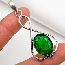 Extraordinary Chrome Diopside Gemstone 925 Solid Sterling Silver Pendant Jewelry