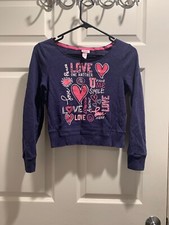 GIRLS PULLOVER SWEATER BY JUSTICE SPARKLY Beading Graphic Print