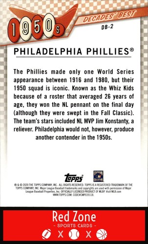 2020 Topps - #DB-2 Philadelphia Phillies NM. - Picture 2 of 2