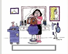 Hairdresser Female Cartoon Character Personalized Matted Print Series 1
